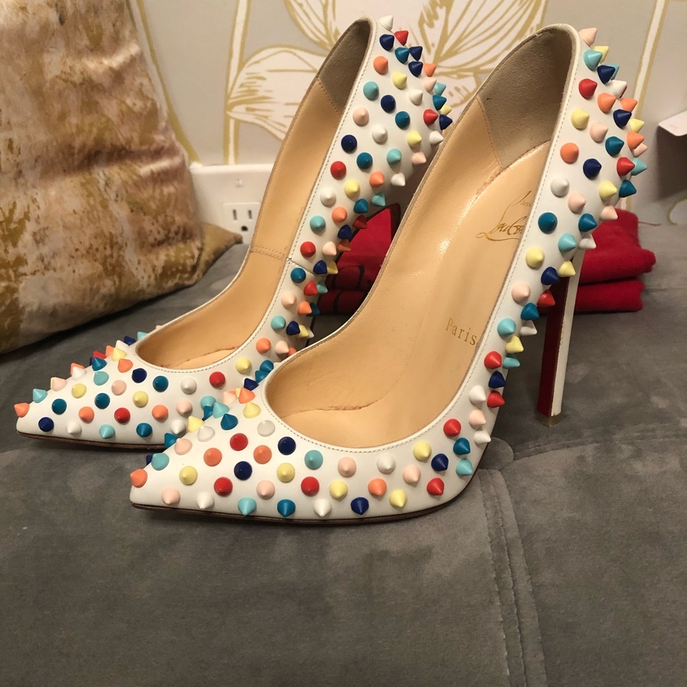 Christian Louboutin rainbow spike pigalles 37.5